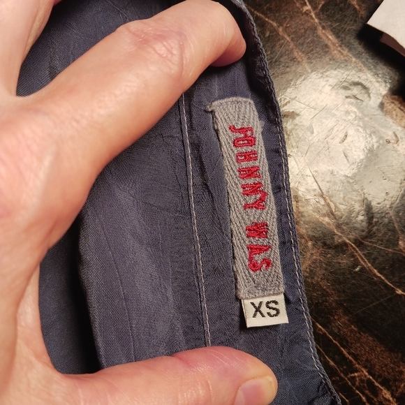 Johnny Was Rose Embroidered Dress Ladies XS Romantic Silky Blue Boho Oversized - Picture 9 of 9